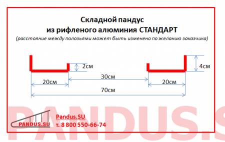 Складной пандус из рифленого алюминия СТАНДАРТ